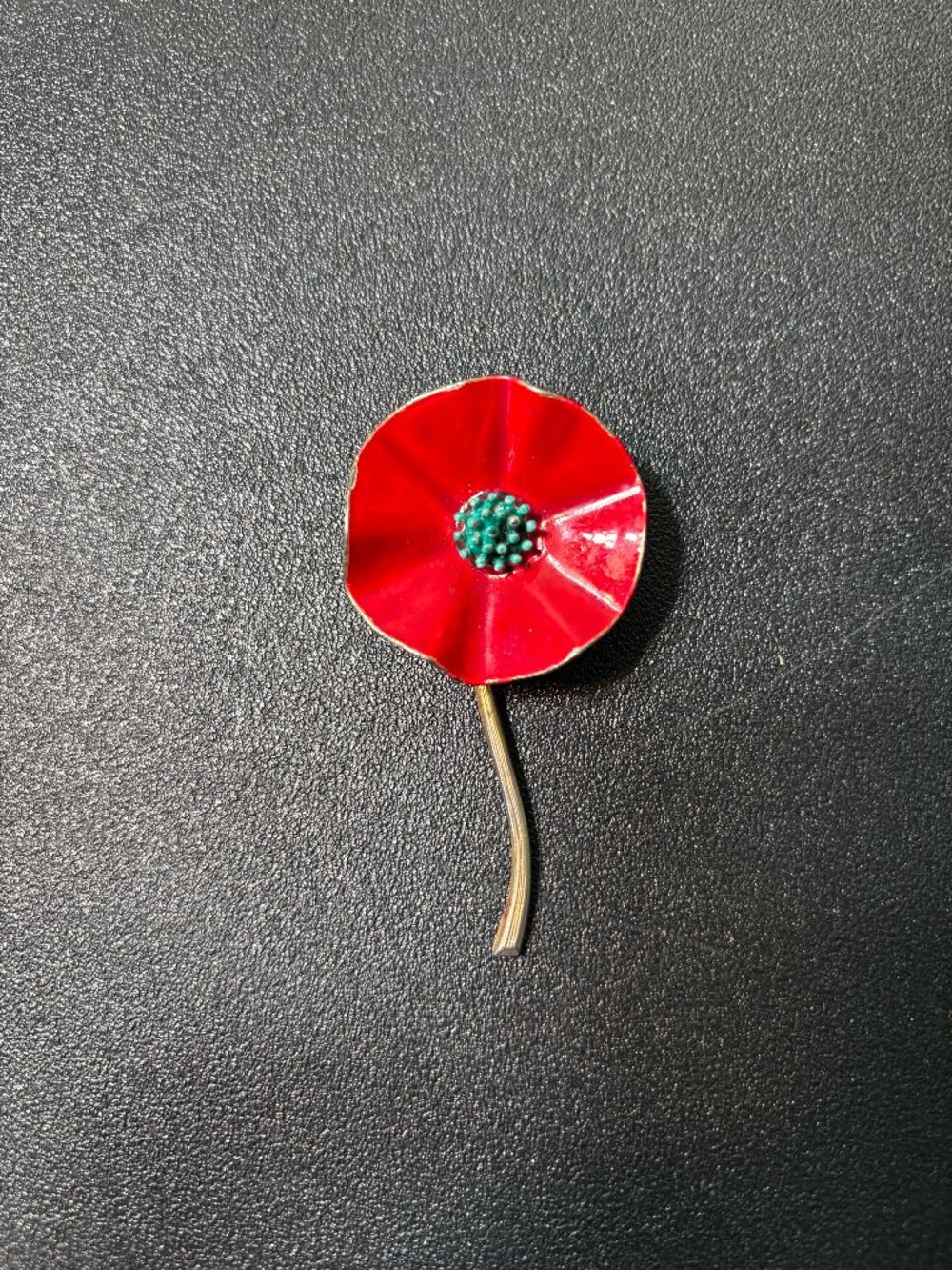 Vintage Cenerama Cranston Red Poppy Brooch with Blue Center by Rafaelian